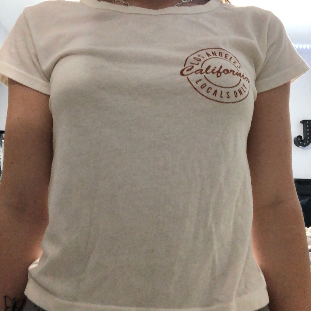 Brandy Melville Basic Graphic White Tee